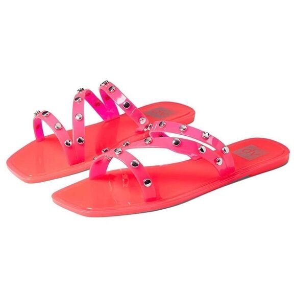 Dolce Vita Jelly Sandals Womens Size 6‎ Neon Pink Slip On Shoes NEW - Picture 2 of 11